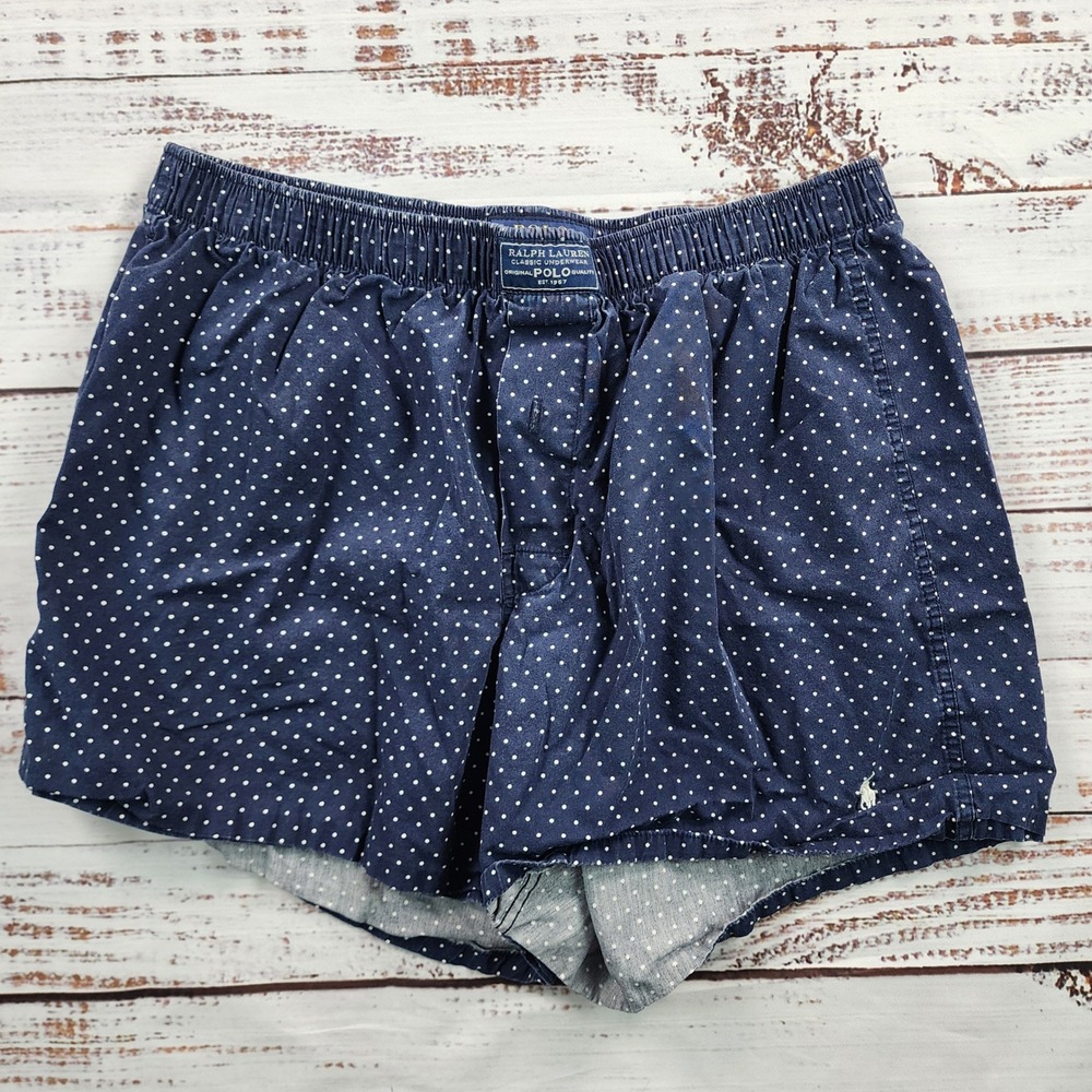 Polo Ralph Lauren Classic Fit Woven Boxer Shorts Mens Medium Navy Polka Dot